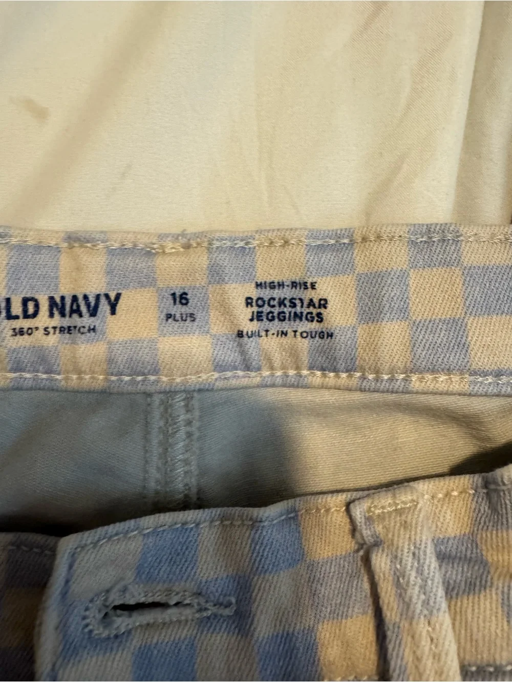 Old Navy Kids Checkerboard Jeans - Light Blue & White